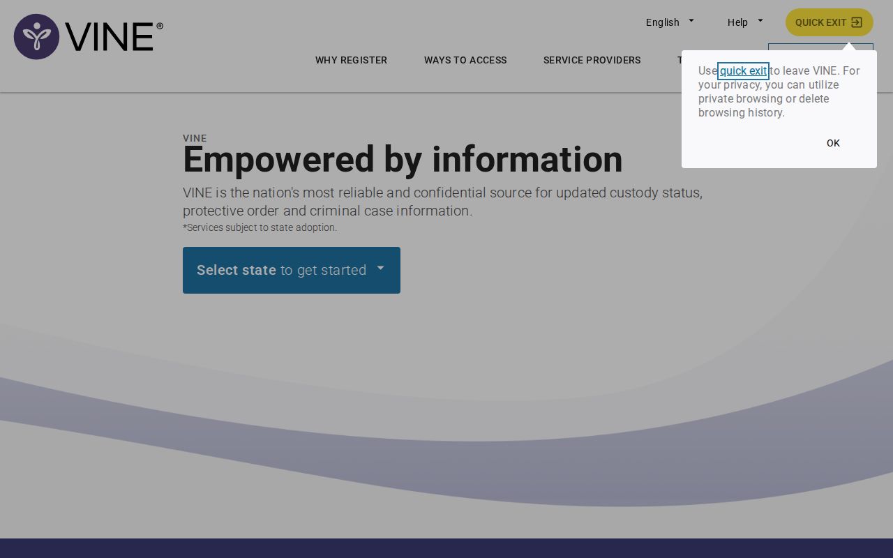 VINELink Sullivan County Tennessee custody search and notification interface