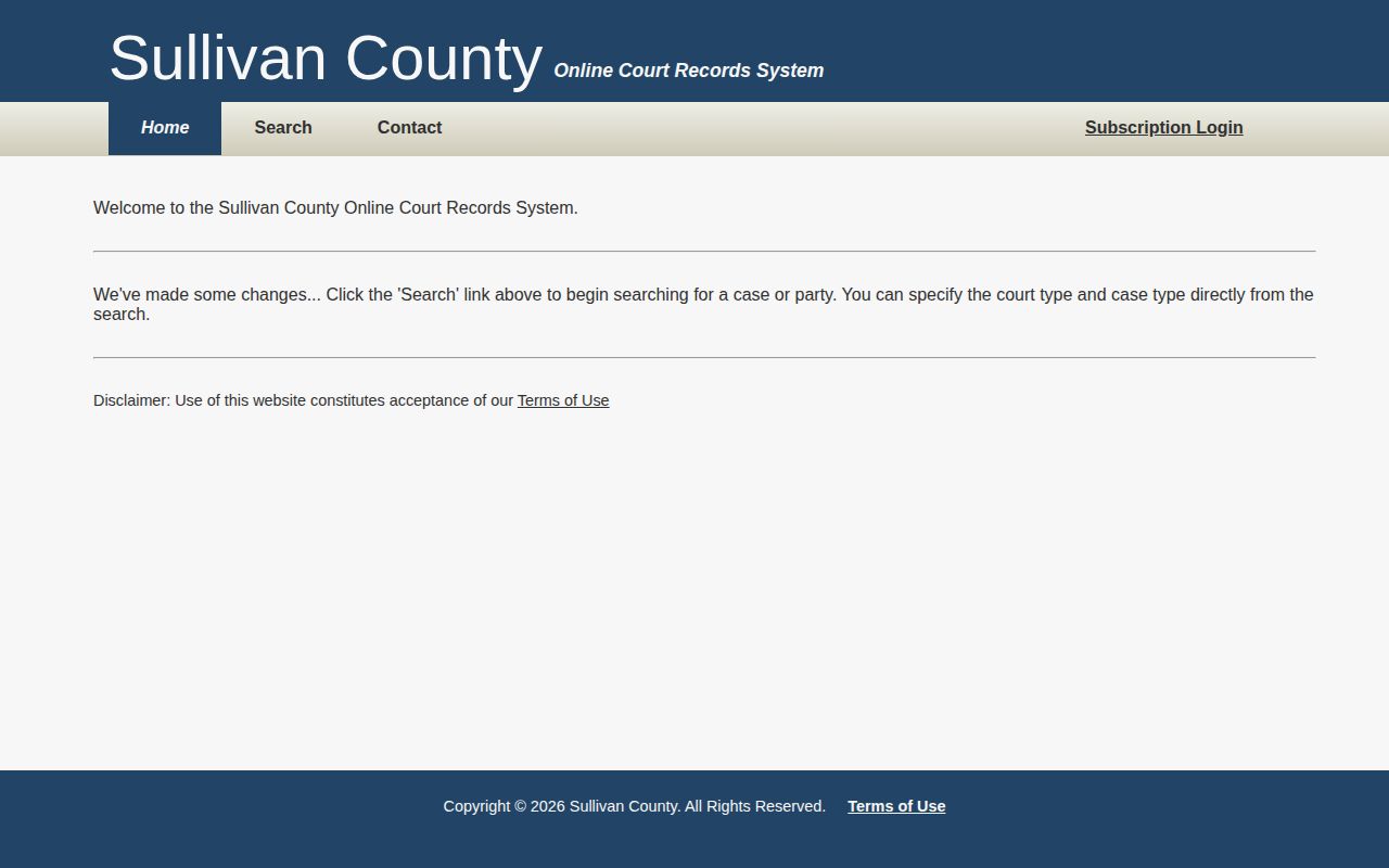 Sullivan County court disposition and arrest case search