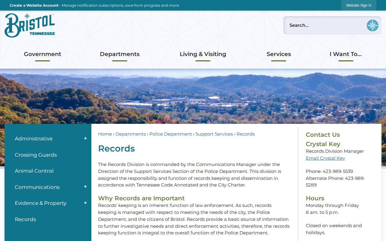 Bristol Tennessee recent arrests official Police Records page