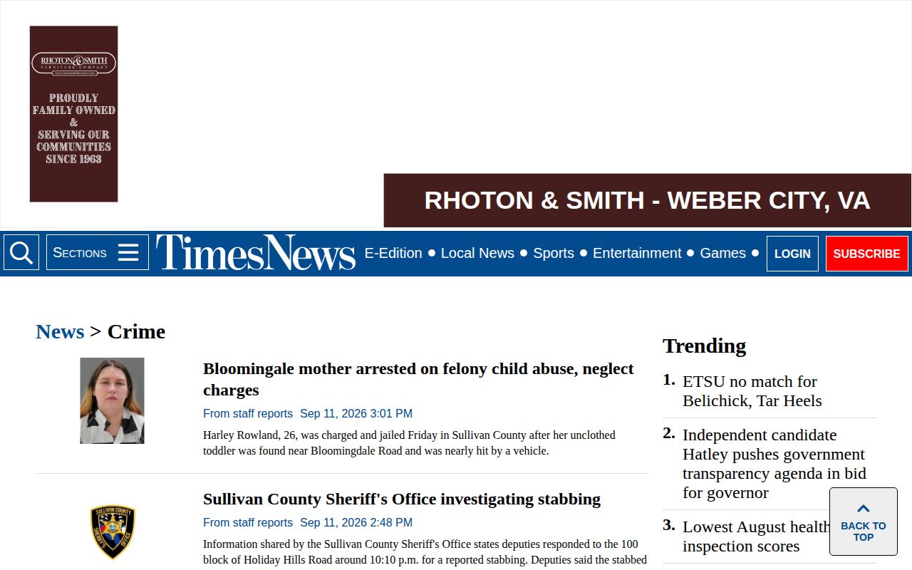 Sullivan County arrest and crime news from Times News